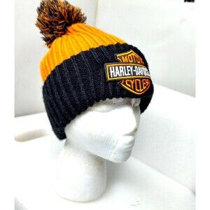Harley-Davidson Motorcycles Black Orange Skull Cap Logo One Size OS Biker
